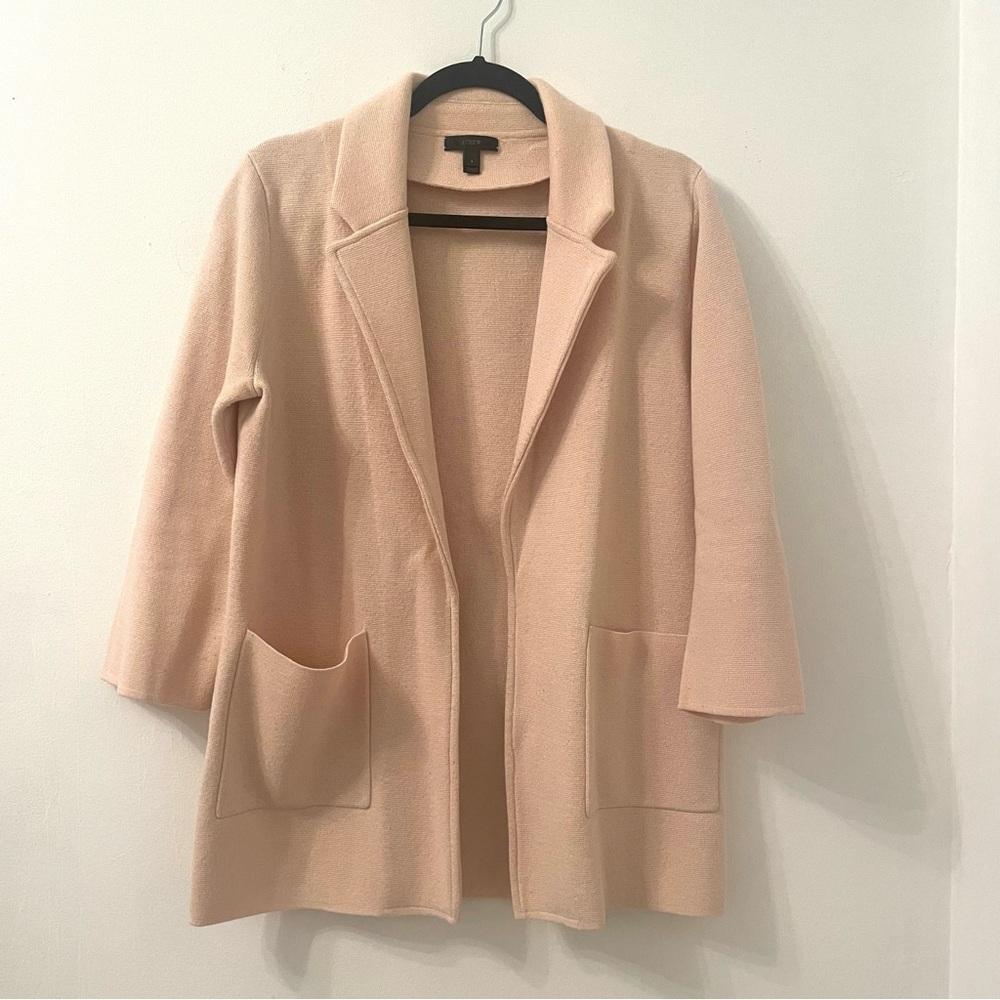 J.Crew Sophie open-front sweater blazer in Blush/Soft Pink